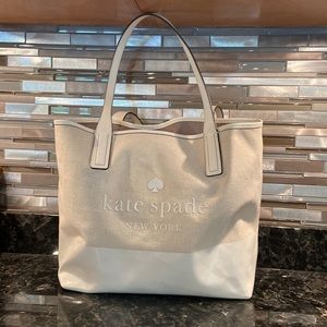 Chic Kate Spade tote. Cream on cream mid sized tote.